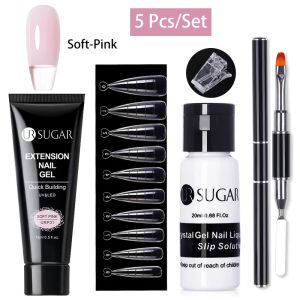 Kits Ur açúcar 15 ml de extensão rápida kit de gel de unha para manicure Solução de escorregamento acrílico Extensão de gel de cor clara conjunto de ferramentas de unhas