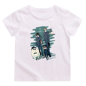 Tees spion x familj tshirt anya smug bond förfalska yor och loid tshirt barn anime grafisk tryck teeshirt 100% bomull pojkar flickor kläder