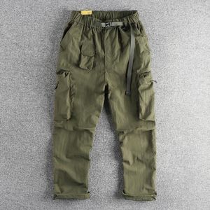 Calça masculina tridimensional grande bolso de tendência cargo casual versão direta de pista respirável de secagem rápida