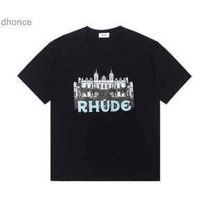 Herr designer kortärmad mode trend varumärke Rhude Castle tryckt bokstäver Loose Round Neck T-shirtälskare