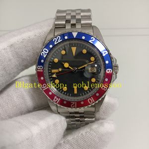 Autentyczny obraz Vintage Watches Classic 40 mm Black Black Red Blue Bezel Stal nierdzewna jubileuszowa bransoletka BP Factory Antique 1675 Mechanical BPF zegarek automatyczny