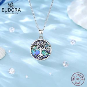 Colares Eudora genuína 925 Sterling Silver Tree of Life Pinging for Women Man Homem Natura