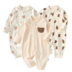 Pieces Baby Roupos de outono Cartoon Urso Pacoma impresso para meninos meninas recém-nascidas Onepieces Roupeding Cotton Toddler Bodysuit infantil traje infantil