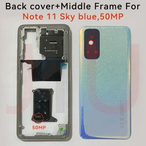 Xiaomi Redmiのオリジナルフレーム注11バッテリーカバーRedmi用リアハウジングドアパネルノート11Sバックカバー+カメラレンズミドルフレーム