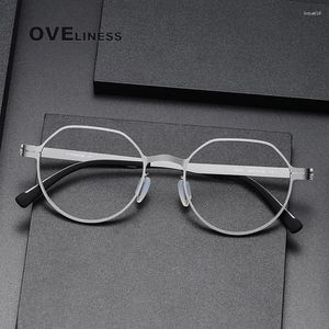 Sunglasses Frames 2024 Pure Titanium Glasses Frame For Men Retro Round Prescription Eyeglasses Optical Myopia Eyewear Eye Glass Women