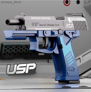 Gun Toys 2024 New USP Pistol 2011 Shell Ejection Empty Hanging Decompression Radish Gun Continuous Shooting Soft Bullet Launcher Toy GunL2404