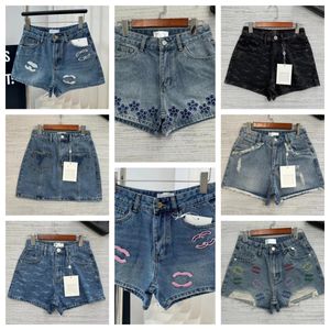 Jeans Womens Designer Shorts Mulheres calças de bolso curto shorts retos retos com zíper médio distrinado com zíper Spandex algodão sólido 34 36 38 jeans de grife