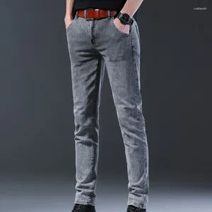Men's Jeans Denim Men Straight Elastic Korea Long Pants Grey Versatile Fashion Brand Small Feet Daily Trousers