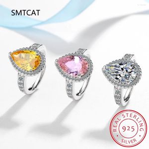 Cluster Rings 2ct Pear Cut Moissanite Solitaire For Women D VVS1 Lab Diamond Fine Jewelry Solid 925 Silver Wedding Water Drop Ring