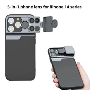 Filtreler 5 İçinde 1 Vlog Lens Kılıf Kiti 30x Süper Makro Lens CPL İPhone14 için Aksesuarlar için Fisheye Telefoto Lens İPhone 14 Pro Max 14 Plus
