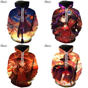 Anime Classic Girl Megumin Konosuba Cosplay Hoodies 3D Print Men Women Autunno Jogging Sports Sports Casual Streetwear T461 201020