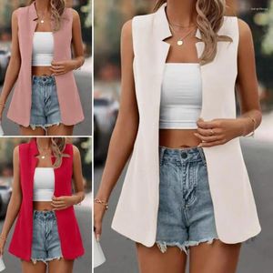 Kvinnors västar Casual Lapel Cardigan Stylish ärmlös väst mjuk tvättbar mångsidig för en chic look