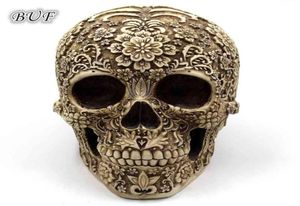 BUF Modern Resin estátua Retro Skull Decor Decoração caseira Ornamentos de arte criativa esculturas de escultura Modelo de Halloween presentes 2108278032959