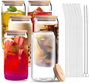 2 Tage Lieferschiff in 2h 12oz 16oz Sublimation Glass Becher Tasse Blanks mit Bambusdeckel gefrostetem Bier Dose Schneekugel Tumbler Mason Jar Plastik Stroh