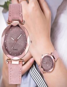 Casual Women Romantic Starry Sky Wrist Watch Läder Rhinestone Designer Ladies Clock Simple Dress Gfit Montre Femme4357858