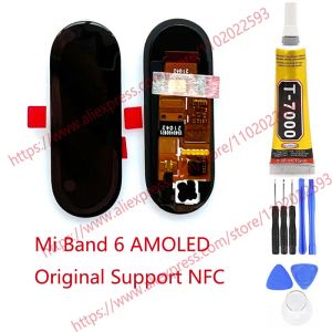 Schermate Colla impermeabile+100% Nuovo supporto originale NFC OLED per Xiaomi Mi Band 6 LCD Bracciale Smart Bracciale Smart Schermata Riparazione dello schermo