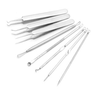 Yeni 8pcs Kadın Paslanmaz Çelik Siyah Başlık Yüz Akne Sivil Çıkıştırıcı Extractor Aracı Comedone SE252962387