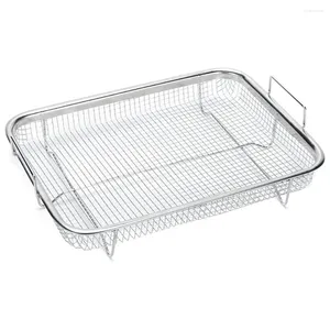 Kitchen Storage 1Pcs Air Fryer Basket For Oven Stainless Steel Grill Non-Stick Mesh Tray Wire Rack