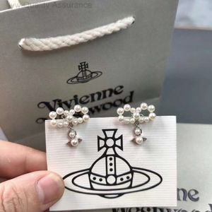 Luxury Viviennes Westwoods Earring Designer Earring for Woman Saturno Earring Orempress Western Empress Dowager Bow Pearl Saturno Orecchini di Saturno