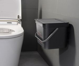 Waste Bins Wall Mounted Bathroom Trash Can with Lid Dustbin Nodic Style Hanging Toilet Bucket Garbage Bin 2210315924990