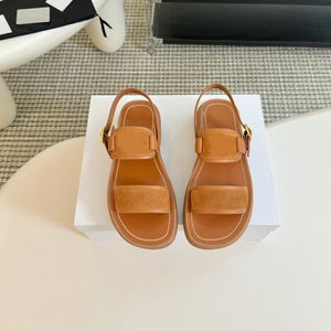 Женские женские туфли с сандал -каблуками высококачественные кожаные черные коричневые две цвета доступны для моды роскошные летние пляжные туфли с полной упаковкой