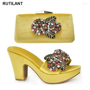 Dress Shoes Latest Rhinestone And Bag Set Womens Platform Heels Women Italian Bags Matching Wedding Bride