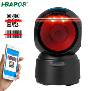 Stands Hbapos Barcode Scanner 1D 2D Desktop Omnidirectional Handsfree USBプラットフォーム自動スクリーンスキャンQR Barcode Reader