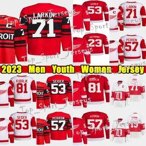 Kob #71 Dylan Larkin Reverse Retro hockey jersey #53 Moritz Seider 57 David Perron Lucas Raymond Dominik Kubalik Tyler Bertuzzi Gordie Howe