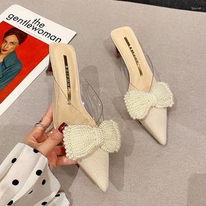 Vestido Sapatos Mulher 2024 Trendência Transparente Saltos altos para mulheres apontadas com sandálias de cais
