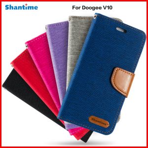 Ramki PU skórzane obudowa Flip dla Doogee V10 Case for Doogee V10 Uchwyt karty silikonowy rama fotograficzna okładka portfela