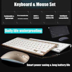 Мыши ryra беспроводные клавиатуры мыши для мыши мини -водонепроницаемые 2,4 г света клавиатуры Удобные мультимедийные клавиши для Apple PC