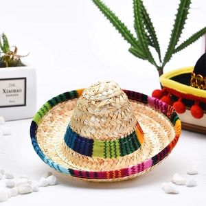 Berets Mini Sun Hat For Kids Boys Girls Funny Mexican Sombrero Performance Props Carnival Halloween Party Hats With Colorful Ball