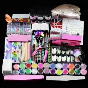 LIQUIDOS DE MANICURE ACRYLIC Manicure Set com broca de unhas acrílico kit de unhas de unhas Quick Extension Kit Glitter Power líquido unhas falsas completas n