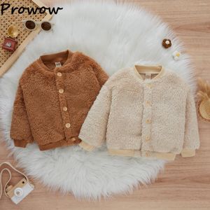 ジャケットProwow Winter Baby Kids for Boys Girls Solid Warm Coral Fleece Jacketボタンダウン子供の服2-6y