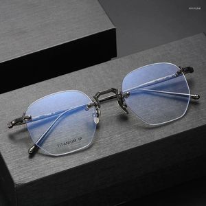 Sunglasses Frames Rimless Pure Titanium Myopia Glasses Ultra Light Retro Men Business Frameless Eyeglasses Finished Prescription Ladies