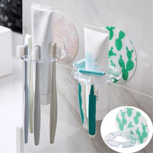 Cabeças Plástico Pontuador de escova de dentes Monta de parede Razor Stand Stand Pasta de dente Ponto de dente de dente de armazenamento para acessórios para o banheiro