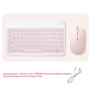 Mice Wireless Keyboard and Mouse Combos Set Round Bluetooth Hebrew Spanish Hebrew Korean for Ios Ipad Android Windows Phone Tablet