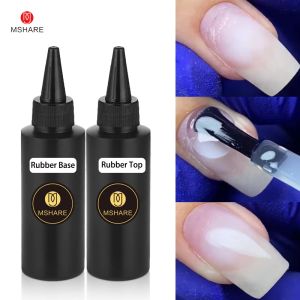 Kits MSHARE 100ml 2pcs Set Rubber Base Top Coat Set Thick Clear UV Led Gel for Nails Art