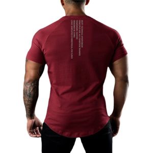 T-Shirts Sommer Feuchtigkeit Dochte Kurzarm hochwertiger Baumwoll-T-Shirt Fitness-Fitness-Training Männer Sport Mode Hip Hop Coole Tops