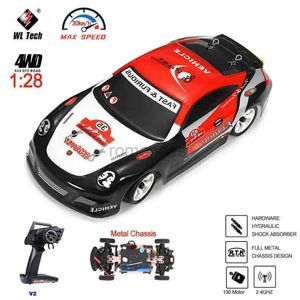 CAR Electric/RC Wltoys K969 1 28 4WD 2.4G Mini RC Carro de corrida de alta velocidade Off-road LED controle remoto Drift Toys Alloy Veículo Crianças Presente 240424