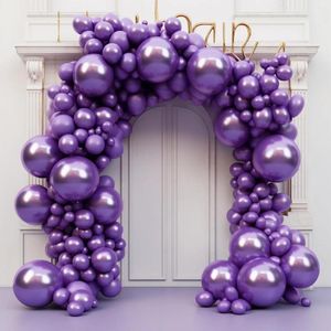 Dekoracja imprezowa 134PCS Wszystkiego najlepszego z okazji urodzin metalowe fioletowe lateksowe dekoracje