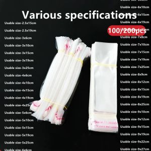 Torby 200/100pcs jednorazowe samozadowolenie przezroczystą plastikową torbę, małe opakowanie samozwańczy na cukierki, herbatniki, długopisy, biżuterię lub prezenty