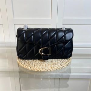 Lyxväska quiltad tabby kudde designer crossbody väska mjuk läder pläterad guld silver kedja bokstav lady party mini fyrkantig axel väska justerbar te043