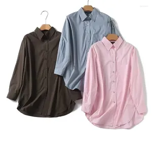 Blusas femininas maxdutti camisa minimalista nórdica para mulheres tops 2024 Spring Fashion Blush Office Ladies Loose Casual