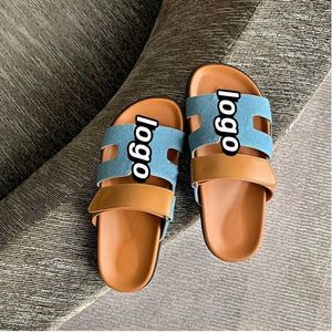 2024 summer new thick soled slippers large size one word Velcro patchwork color wear casual women's shoes all match 14L240424