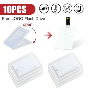 Laufwerke 10pcs/Los Promotion Artikel Souvenirs USB Pendrive OEM Logo Print 16 GB 32 GB 64 GB benutzerdefinierte USB -Flash -Laufwerksname -Karten Geschenk