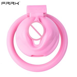 FRRK Pink Hard Plastic Chastity Cage Small Cocklock Device Pussy Shape Design Male Penis Lock Cockrings Sex Tooys for Man 240409