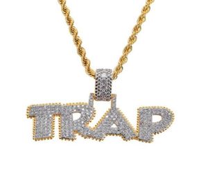 Necklaces Ice Out Chain Trap Design Letter Pendant Personality Trend Fashion Hip Hop Necklace9794563