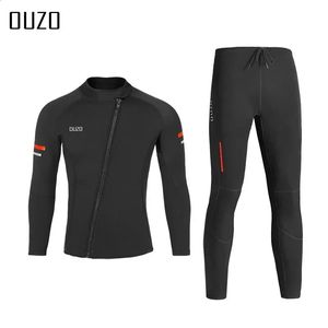 1,5 mm Wetsuit ouzo split dykning toppbyxor Mens långärmad kall skydd Solskyddsmedel surf kostym vinter baddräkt dykning 240416