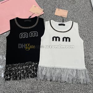 Fashion Tassel Tanks Top Women Vintage Style Vest Shiny Crystal Knits Tees Designer Vests